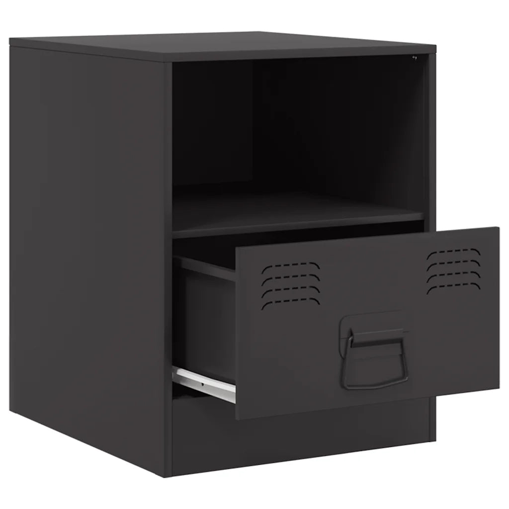 Comodini 2 pz-Set di 2 Tavolino da notte Neri 34,5x39x44 cm in Acciaio 151214