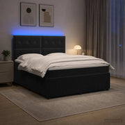 Letto Box Spring LED con Materasso Nero 180 x 200 cm Velluto 3456121