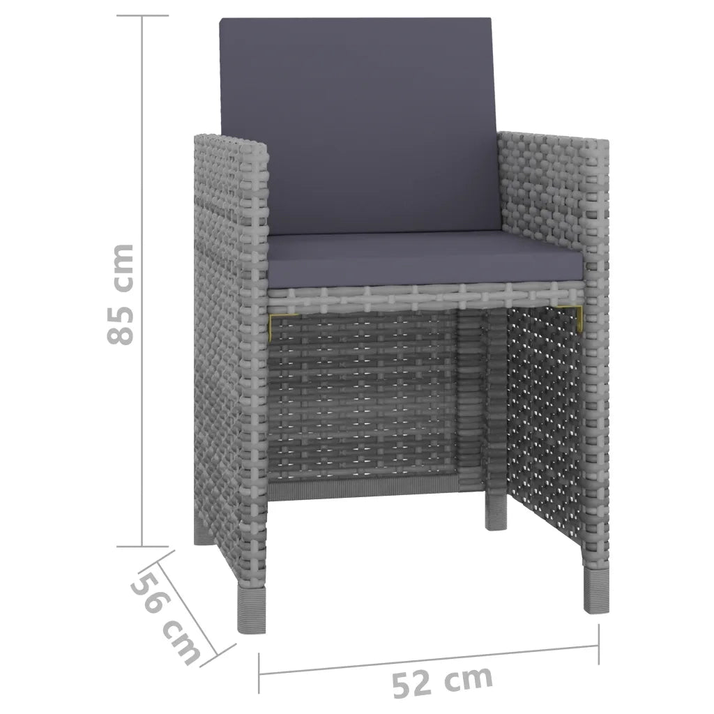 Set da Pranzo da Giardino 9 pz e Cuscini Polyrattan Antracite cod mxl 34584