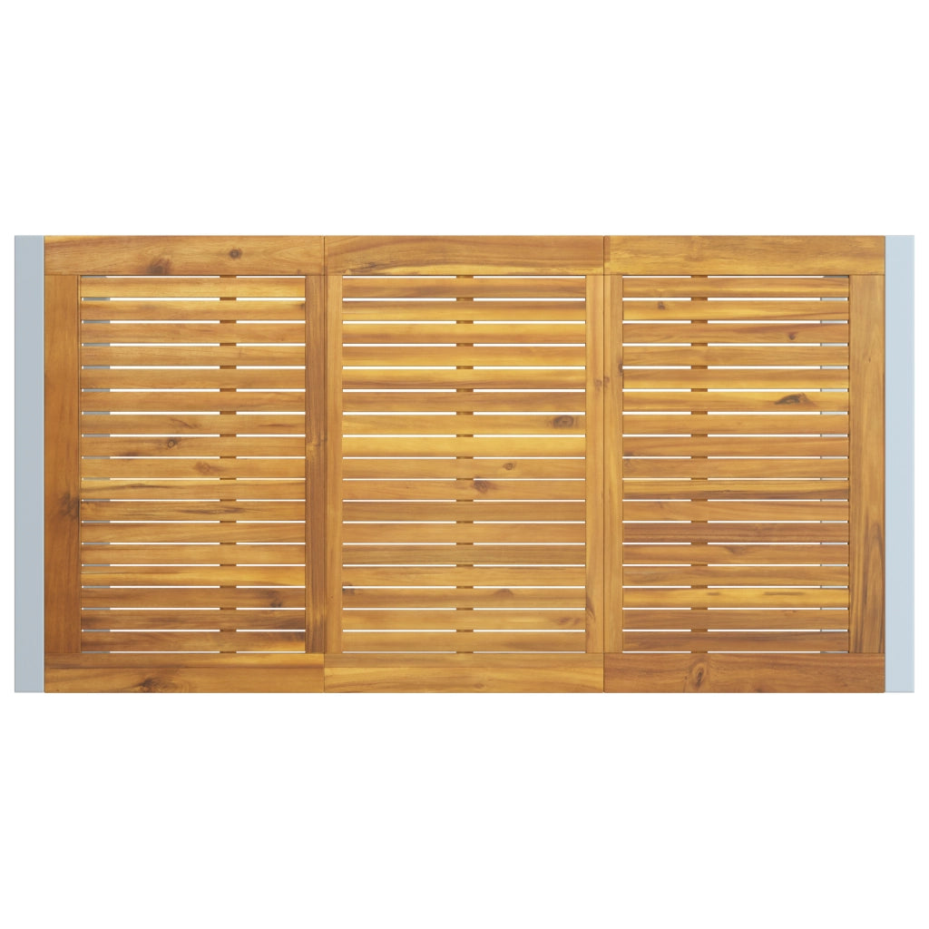 Tavolo da pranzo da esterno  Grigio 160x80x75 cm Acciaio e Legno massello di acacia