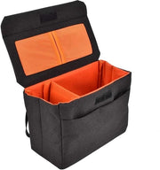 Tas di protezione per fotocamere spiegellose, divisore interno, parete di separazione, borsa protettiva pieghevole, nera.