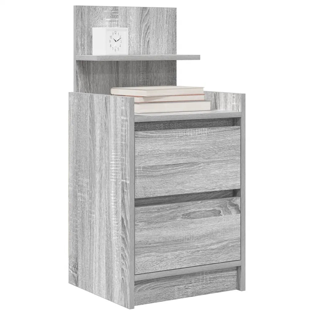 Comodini con 2 Cassetti 2 pz Grigio Sonoma 38x34x80 cm