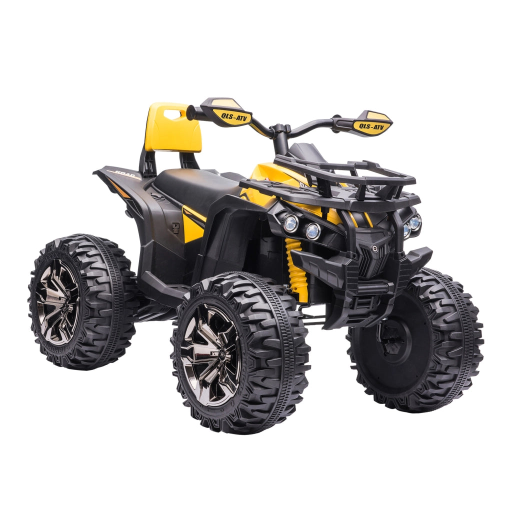 Quad per Bambini Elettrico 12V con Fari e Batteria Ricaricabile, Et¨¤ 3-5 Anni, 100x65x73cm, Giallo