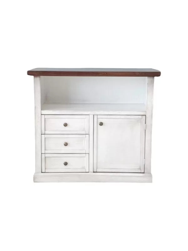 Porta tv 1 anta 3 cassetti legno shabby bianco anticato noce 84x40x75 - Mobili 2G