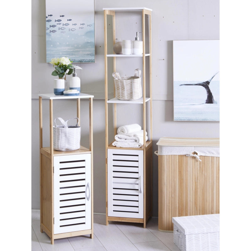 Mobiletto Multiuso 1 Anta 1 Ripiano 30x30x96 Naturale/bianco Adelaide