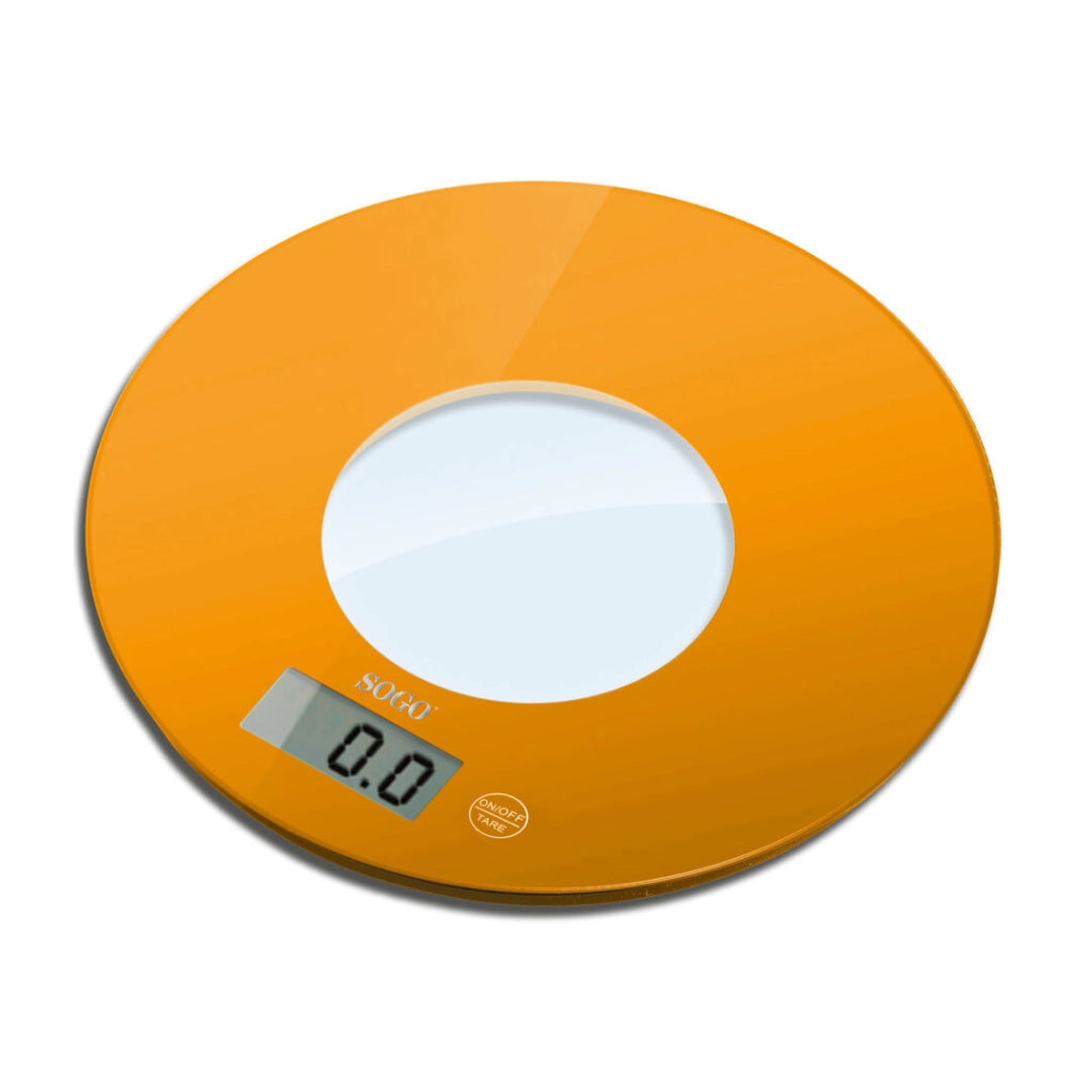 Bilancia da cucina digitale con display LCD, capacità 5kg, graduazione 1g, funzioni zero e tara arancione - SOGO