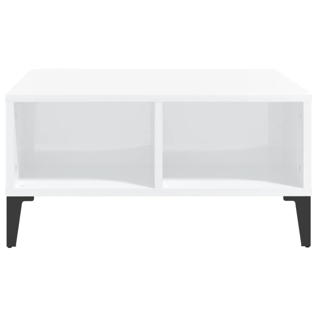 Tavolino da Salotto Bianco Lucido 60x60x30 cm Legno Multistrato 805992