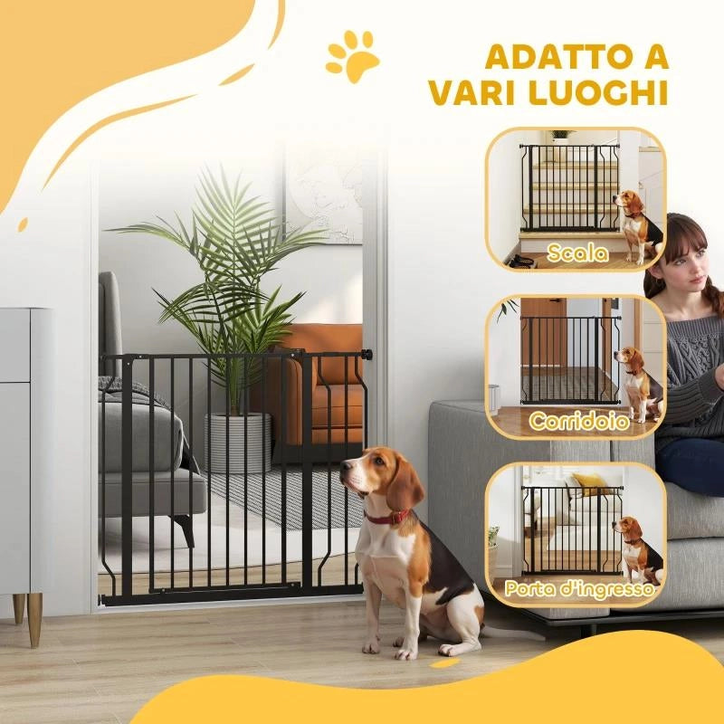 CANCELLETTO DI SICUREZZA PER CANI ESTENSIBILE 75-95 CM IN ACCIAIO E ABS, 75-95X76 CM, NERO