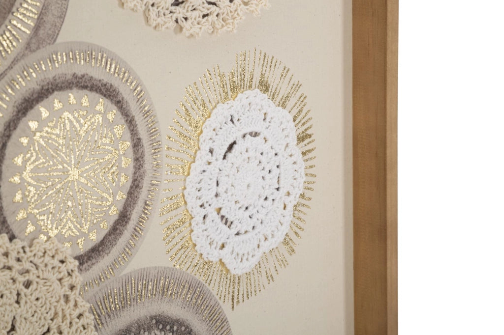 Stampa su Tela Circly con Inserti 45x3,2x60 cm in Legno e Tessuto