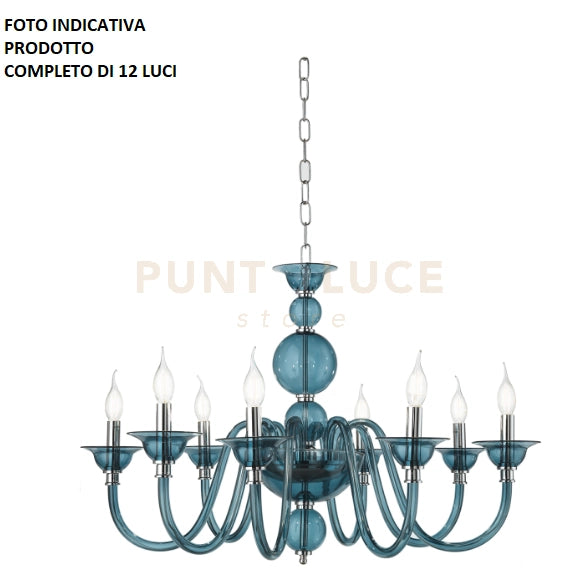 LAMPADARIO TEBE 12 LUCI OTTANIO E CROMO ATTACCO E14 D.87CM