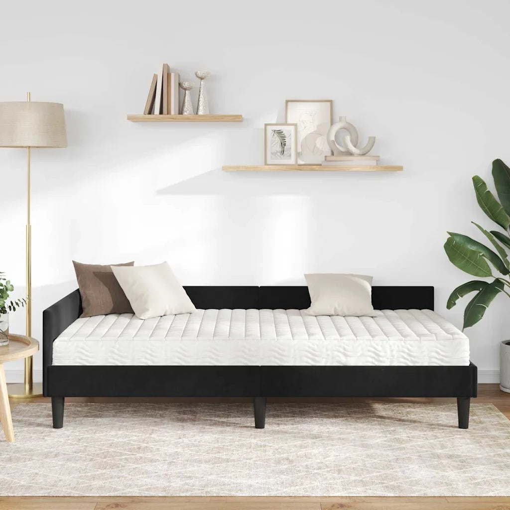 Struttura Letto Angolare con Materasso Altro 2 pcs Nero Velluto