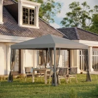 Pergola Pop-up Pieghevole, Stile Coloniale, 3 x 3 m 4, Zanzariere, con Borsa da Trasporto, Grigio
