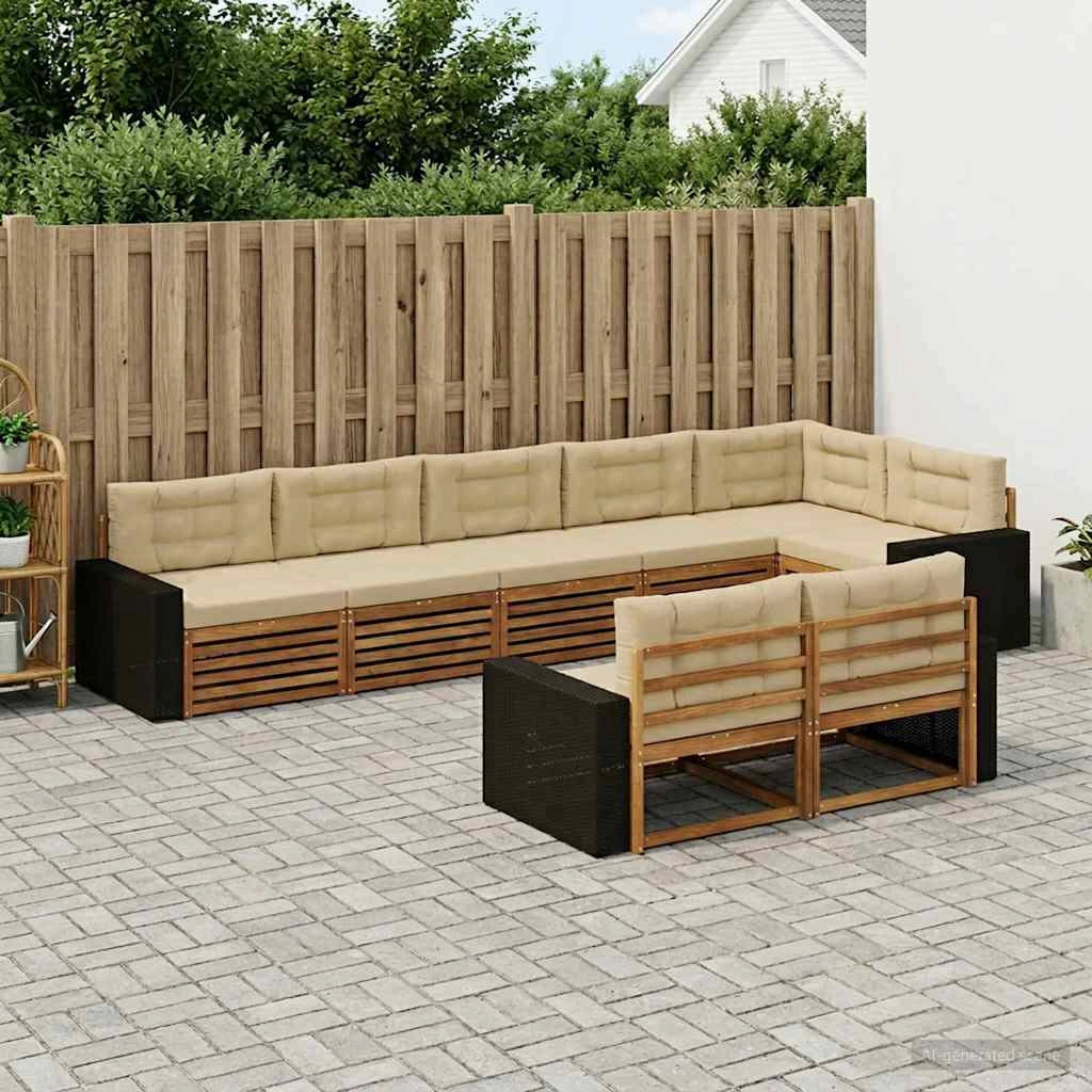 Set di divani da esterno 8 pz Naturale e Beige 3383516
