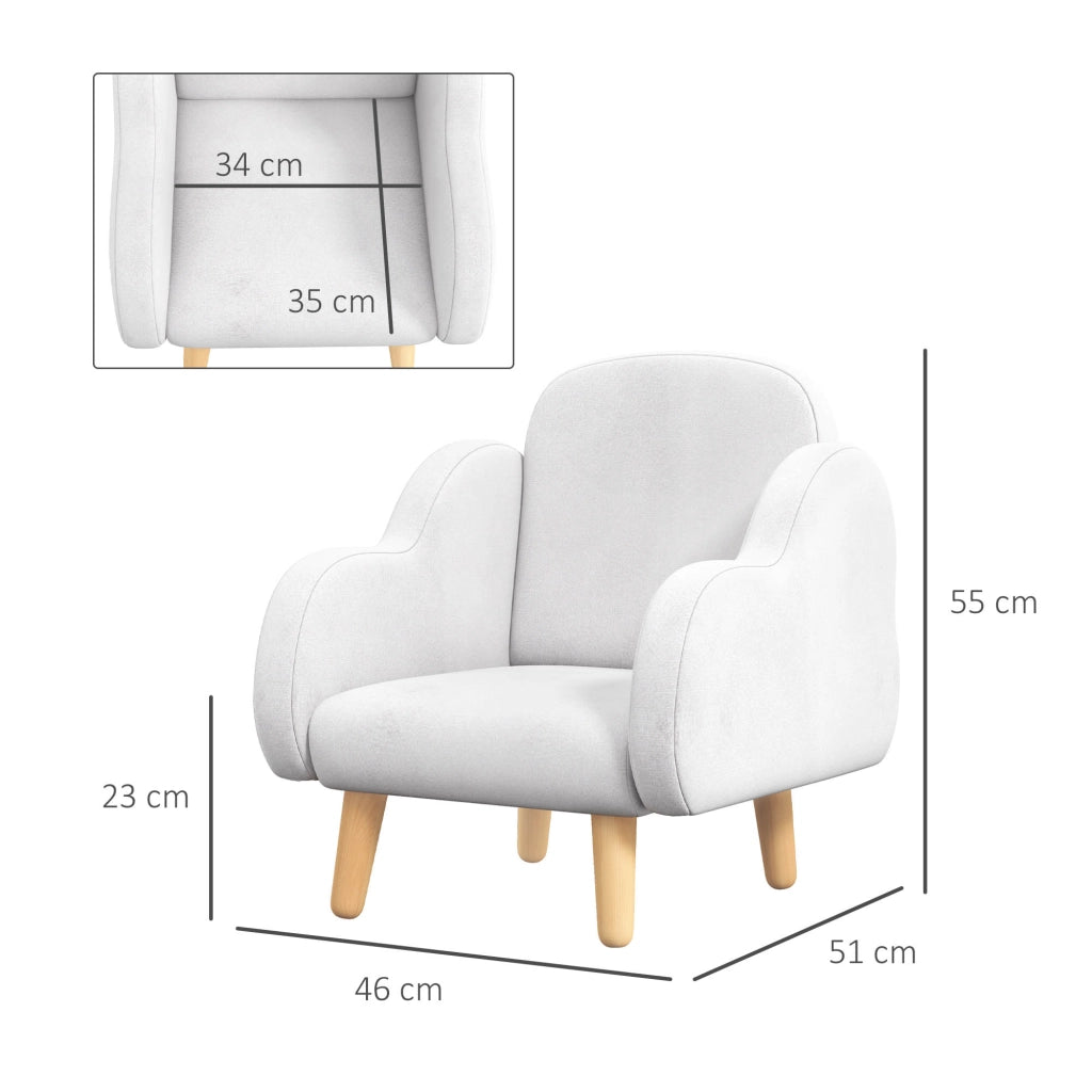 Poltrona per Bambini Design Nuvola Super Morbida ¨C zephmum ¨C 46x51x55 cm Bianco