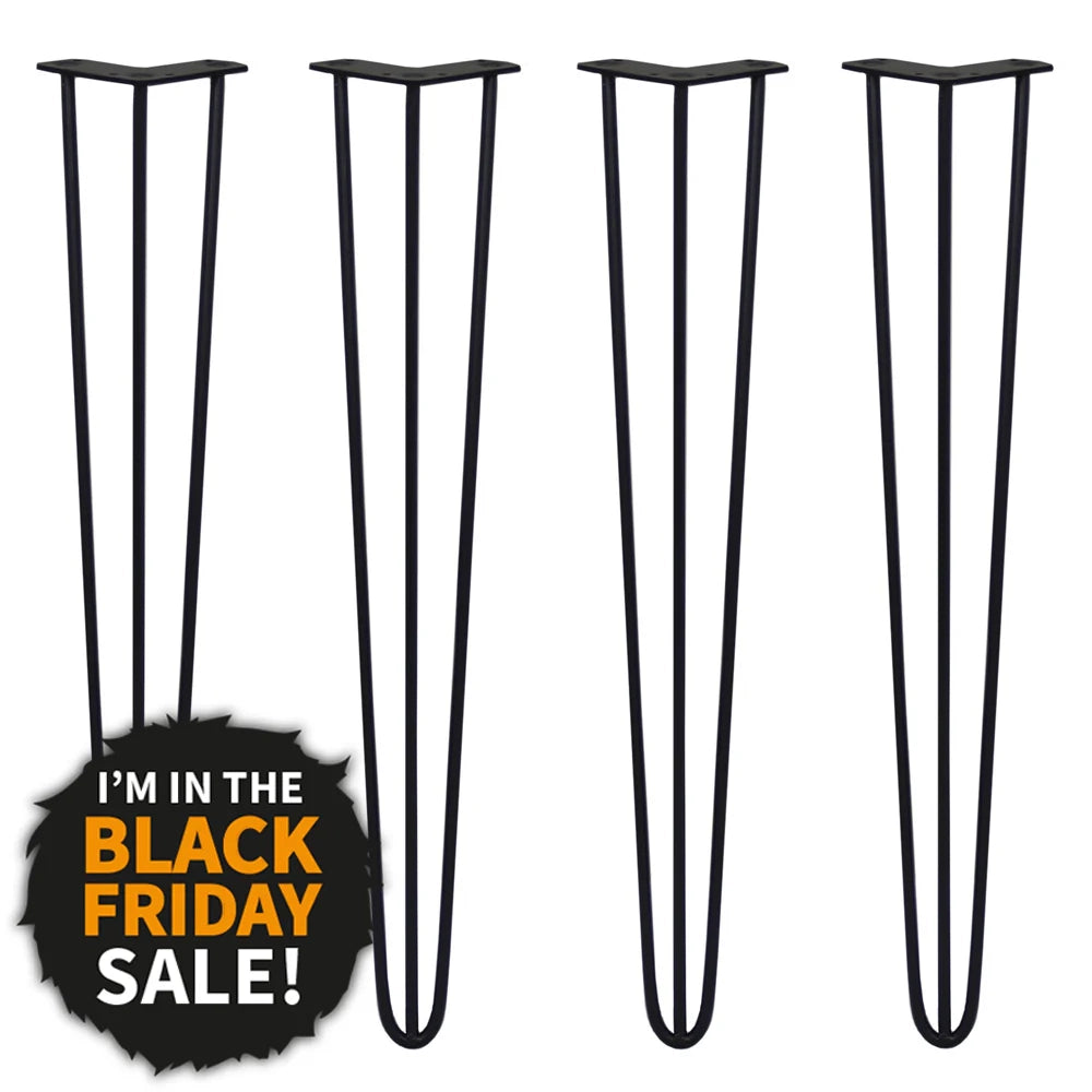 4 Gambe per Tavolo a Forcina SkiSki Legs 71cm Acciaio Nero 3 Rebbi 10mm
