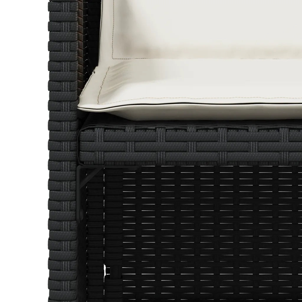 Sedie da Giardino con Cuscini 4 pz | Sedie da Esterno Nere in Polyrattan
