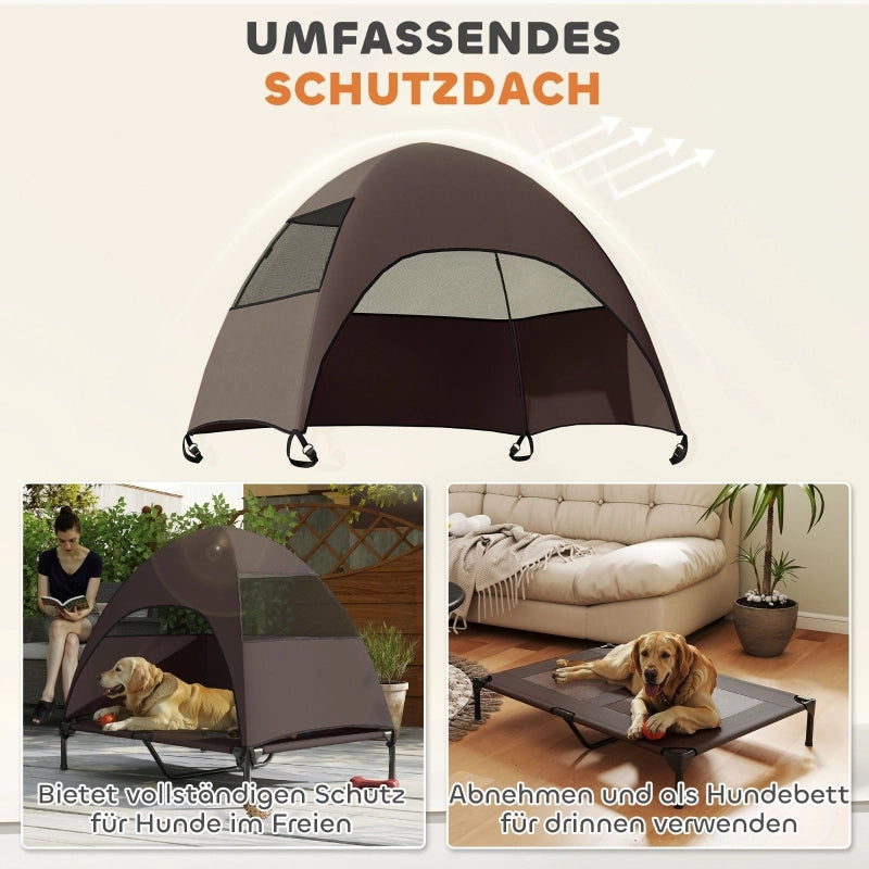 CUCCIA per cani rialzata con tettuccio 106x76x99 cm Coffee