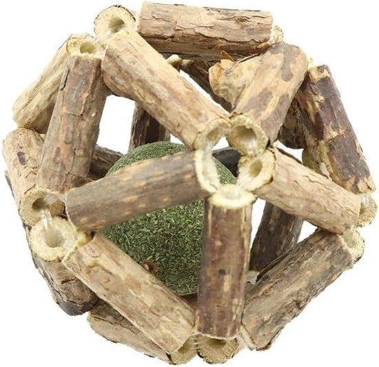 Set di 2 palline di nepita per gatti - palline da mordere in legno per gatti - palline da gioco interattive - stimola l'appetito e pulisce i denti