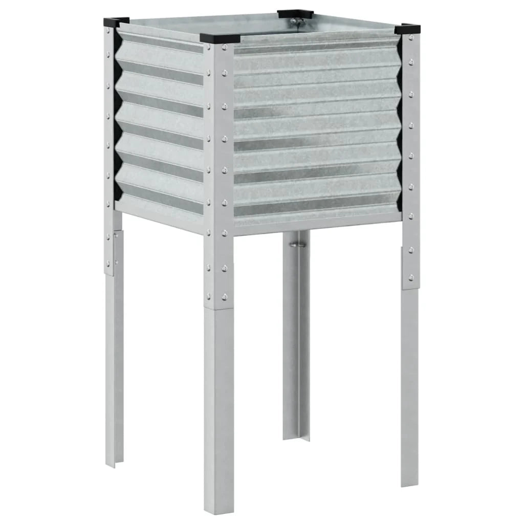 Fioriera rialzata per piante e fiori terrazza giardino 45 x 45 x 88 cm acciaio zincato argento 02_0037617
