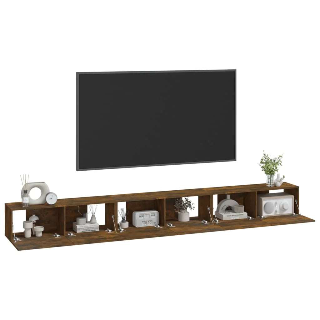 Set di mobili credenza TV soggiorno camera da letto soggiorno 3 pezzi rovere affumicato legno ingegnerizzato marrone 02_0024595