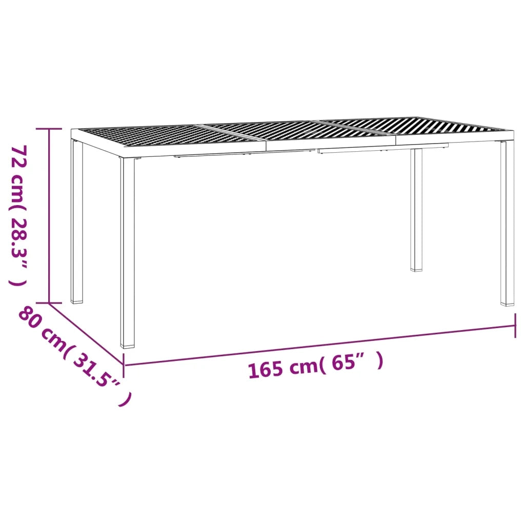Tavolo da Giardino Antracite 165x80x72 cm Acciaio 362746