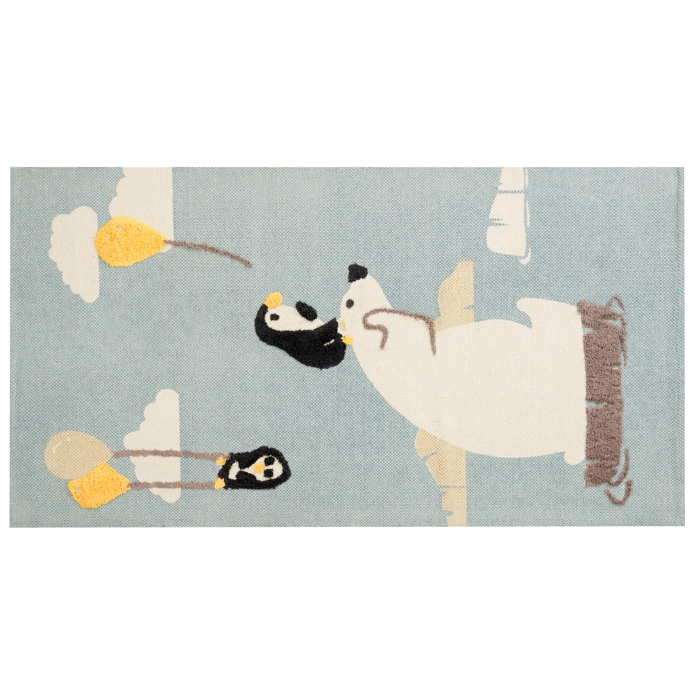 Tappeto per aree multicolore con stampa dell'orso polare 80 x 150 cm, per la stanza dei bambini.