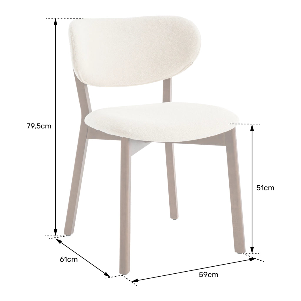 Set di 2 sedie AURA in legno scuro e tessuto boucle beige