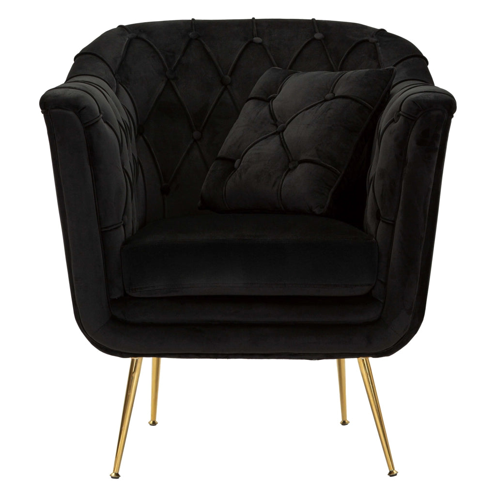 Poltroncina Turtuk, Poltrona con Cuscino, 88x83x91h cm Nero