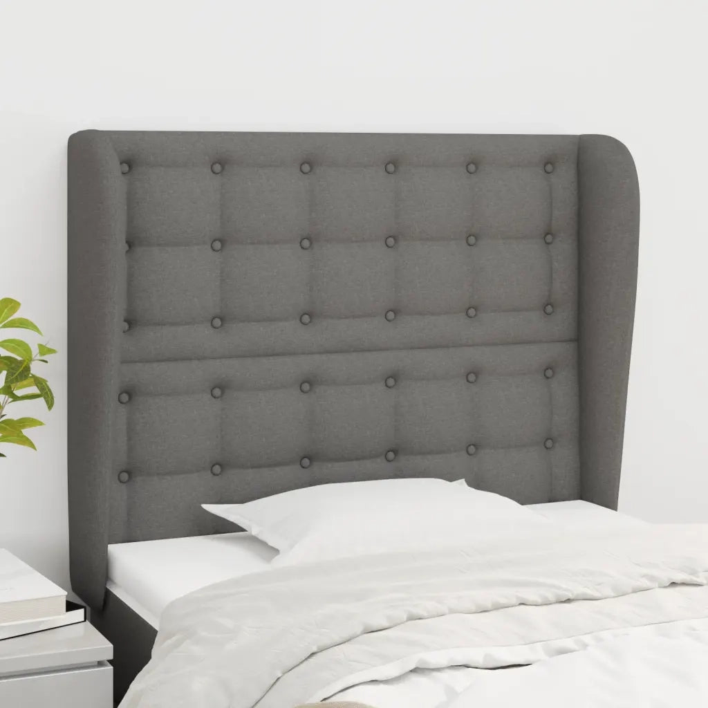 Testiera | Testata ad Orecchio Grigio Scuro 83x23x118/128 cm in Tessuto