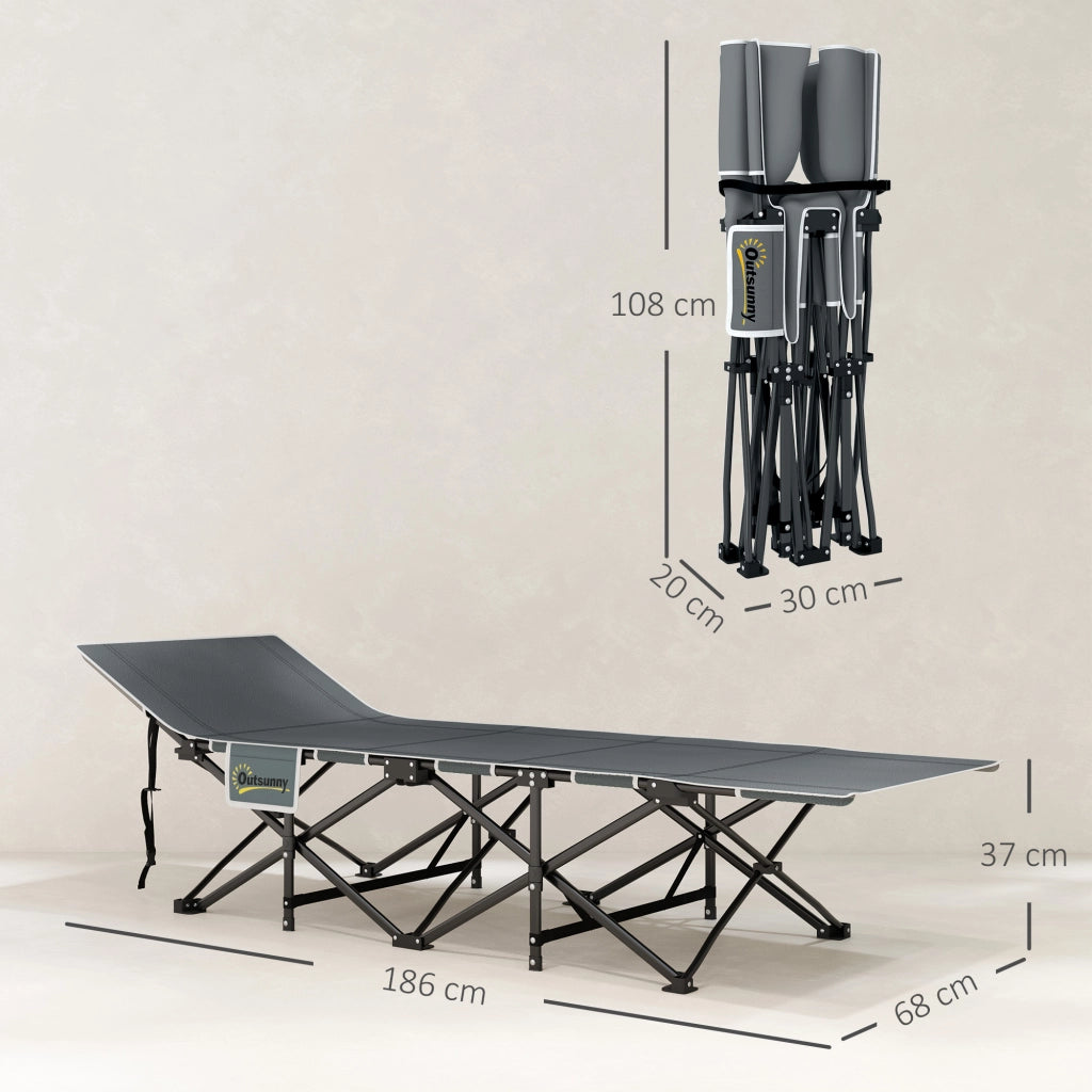 Letto da campeggio pieghevole con materasso ¨C zephmum ¨C nero 186x68x37 cm