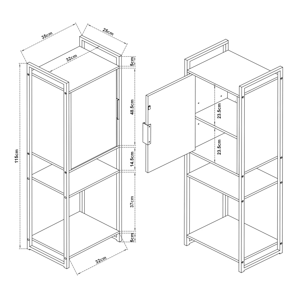 Armadio da Bagno Namsskogan 115x35x25 cm effetto Legno Intarsiato color Noce [en.casa]