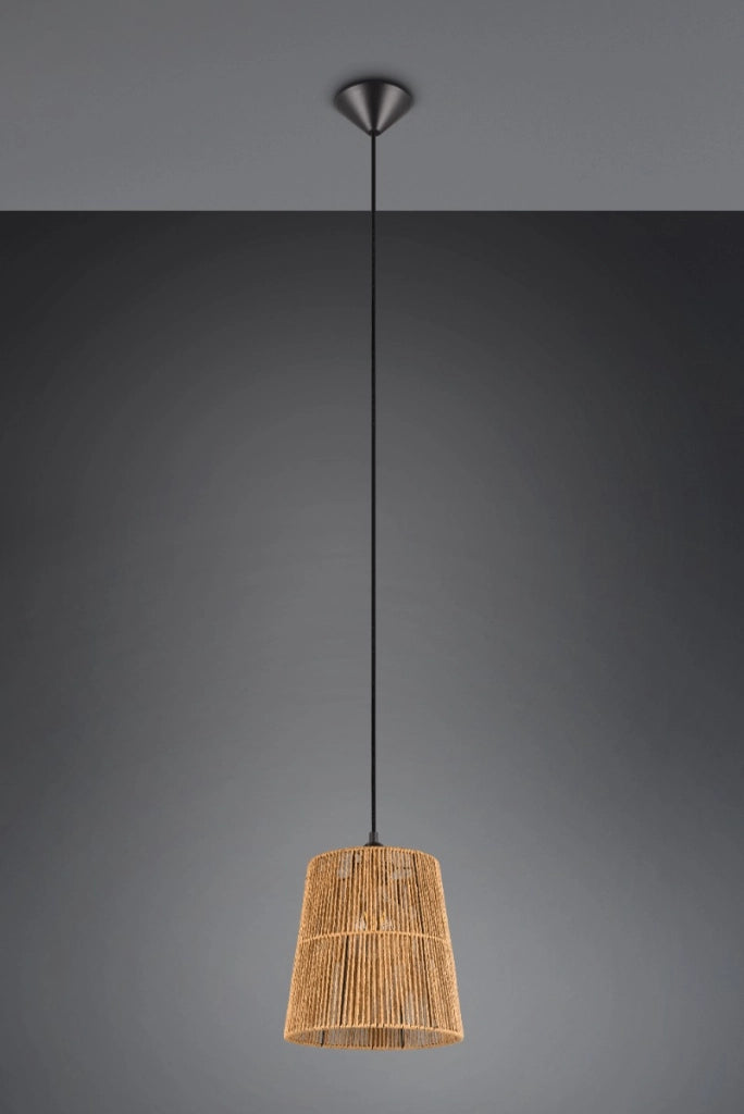 Lampada a sospensione boho marrone carta HOLM E27 RL