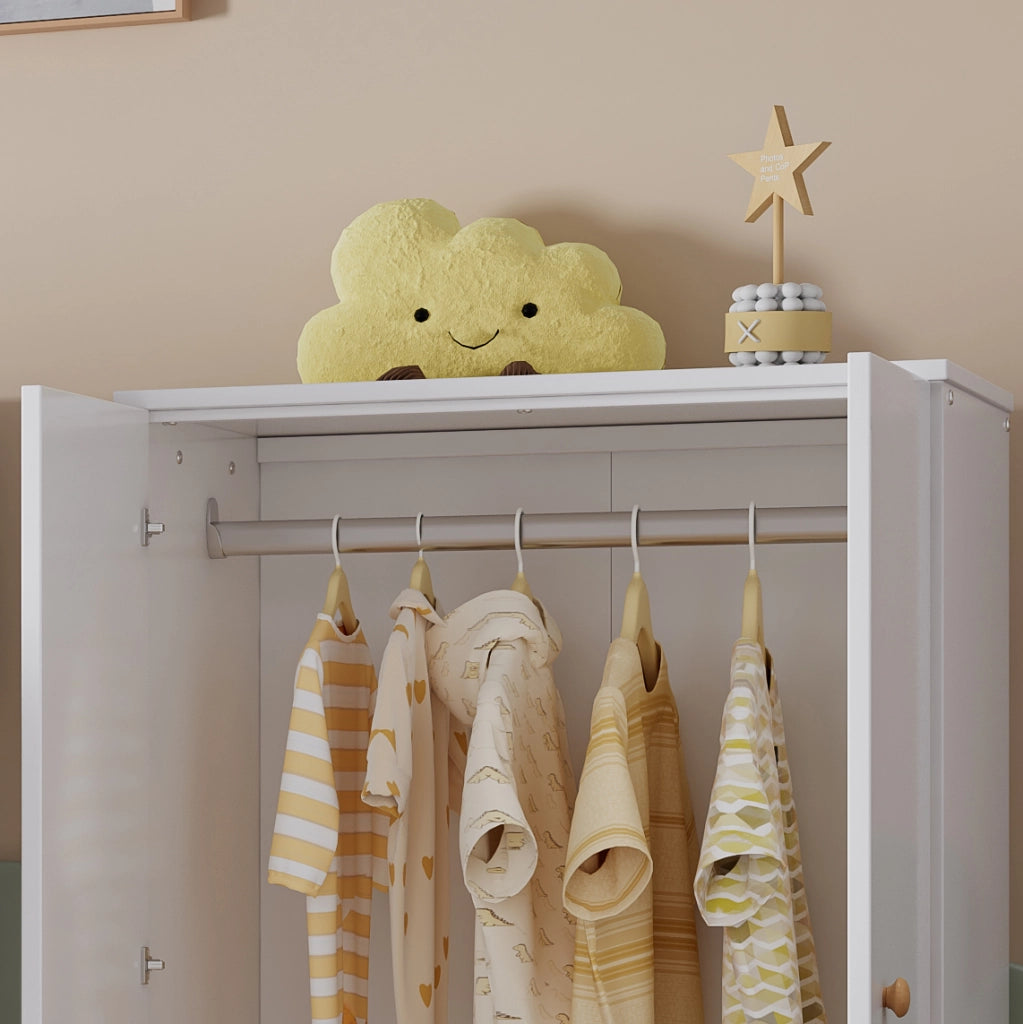 Armadio a 2 Ante con Appendiabiti ¨C MINIMAL ¨C Bianco, MDF, Camera da Letto