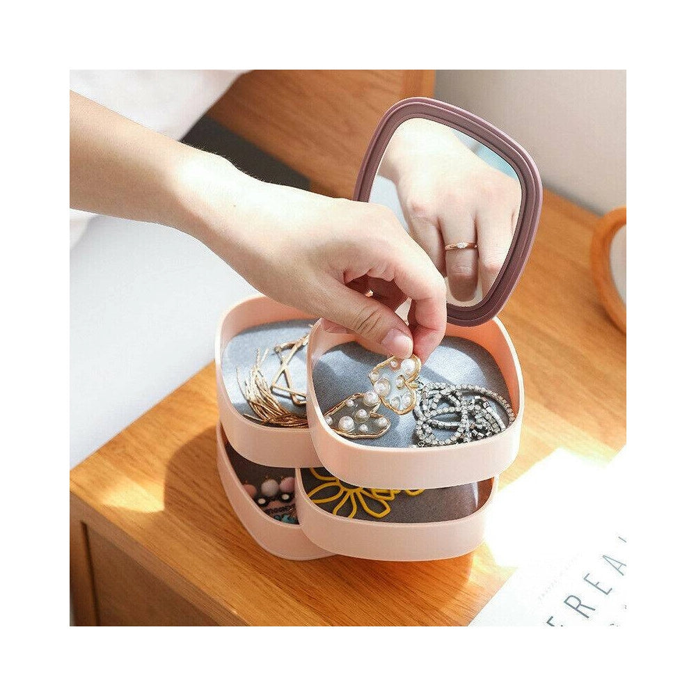 Trade Shop - Organizer Per Trucco Cosmetici Accessori Casa Con 4 Cassetti Espositore Specchio -