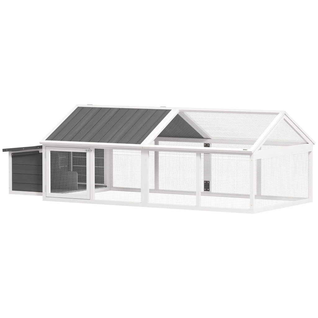 Pollaio per Galline con Porta e Tetto Aprile ¨C zephmum ¨C 240x112.5x76 cm Bianco