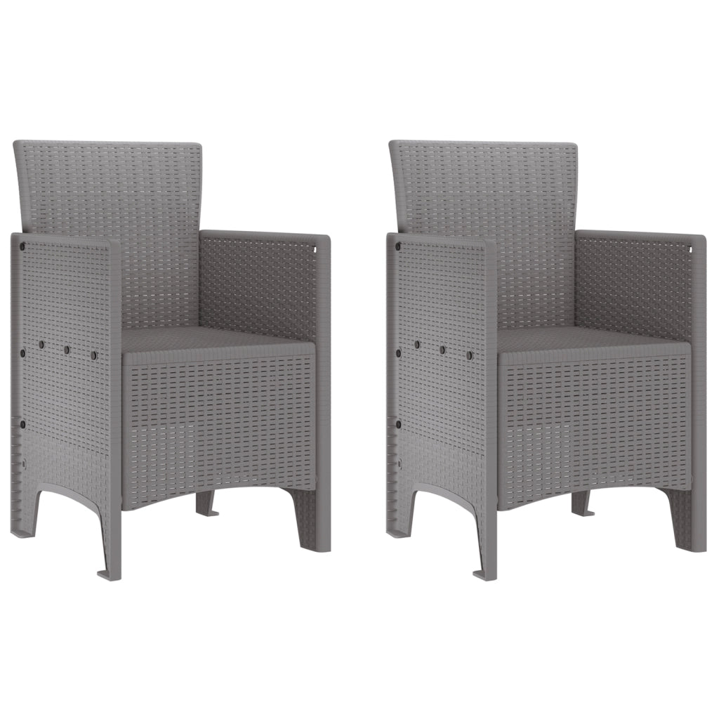 Sedie da Giardino 2 pezzi Grigio Chiaro Poly Rattan