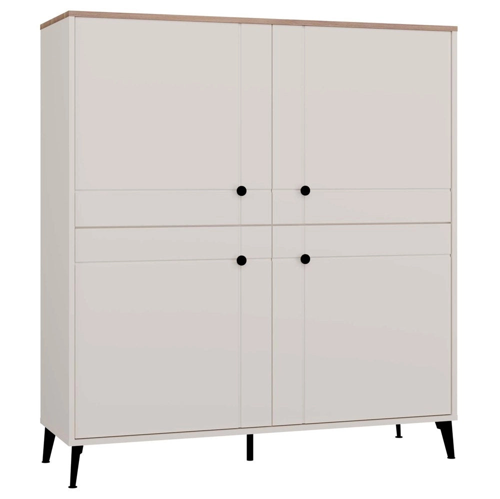 Cassettiera POINT 4d cashmere beige rovere CASTELLO mobile 4 ante 8 ripiani per soggiorno