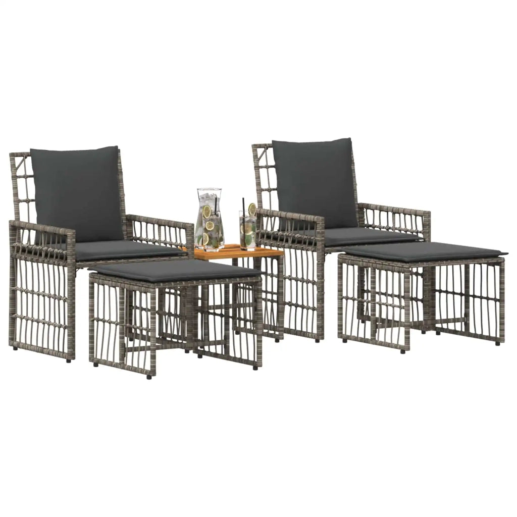 Set di Mobili da Esterno 5 pcs Nero e Grigio scuro