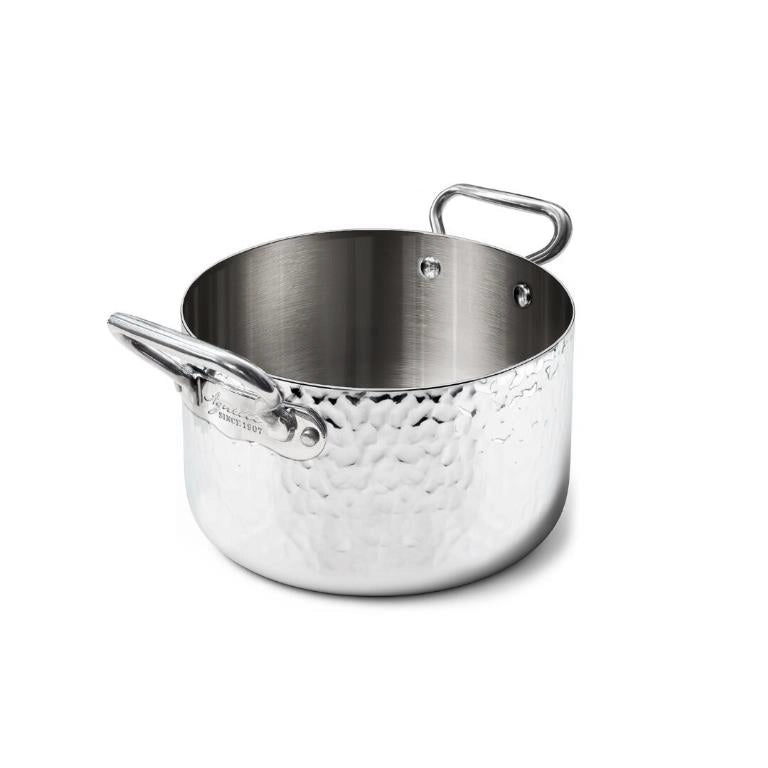 Casseruola Alta Professionale in Acciaio 3ply Martellato 16 cm