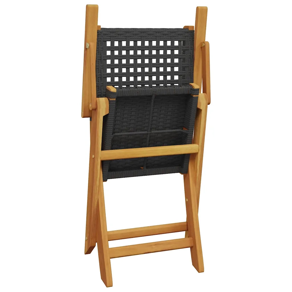 Set da Pranzo per Giardino 5pz Nero Polyrattan e Legno Massello 3281694