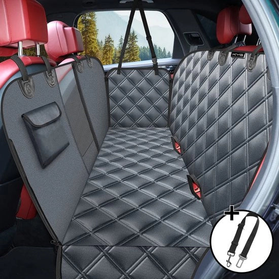 Dedoletto per auto per sedile posteriore, sedile posteriore con protezione laterale e finestrino di osservazione, copertura per auto per cani resistenti ai graffi e idrorepellenti, tappetino per cani per sedile posteriore, 135 x 148 cm, grigio