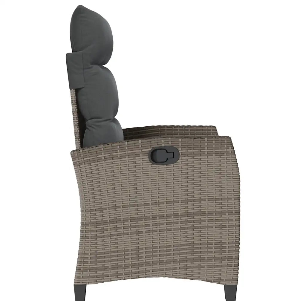 vidaXL Sedia Reclinabile da Giardino con Tavolino Grigio Polyrattan