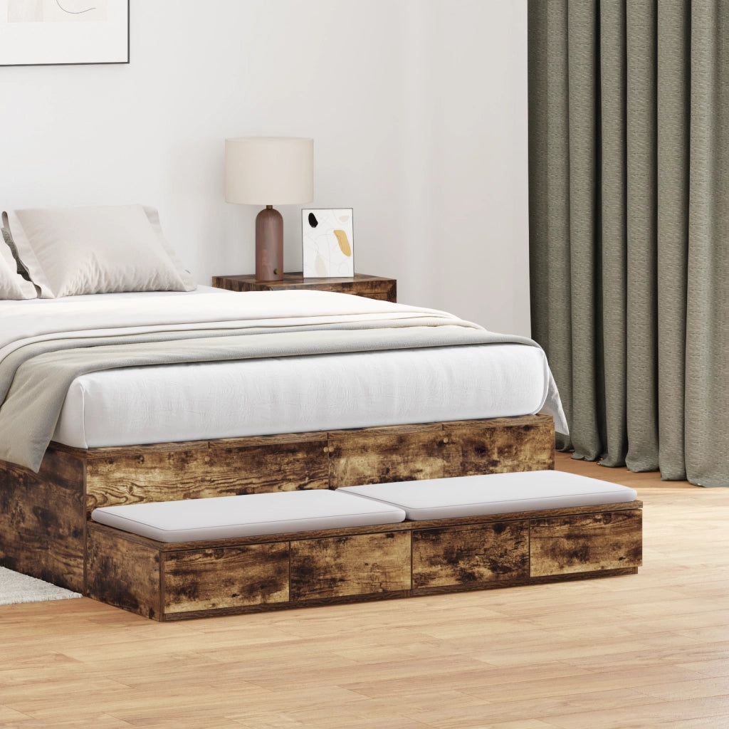 Cassetti per Letto Rovere Affumicato 120x36,5x16,5 cm Legno Ingegnerizzato