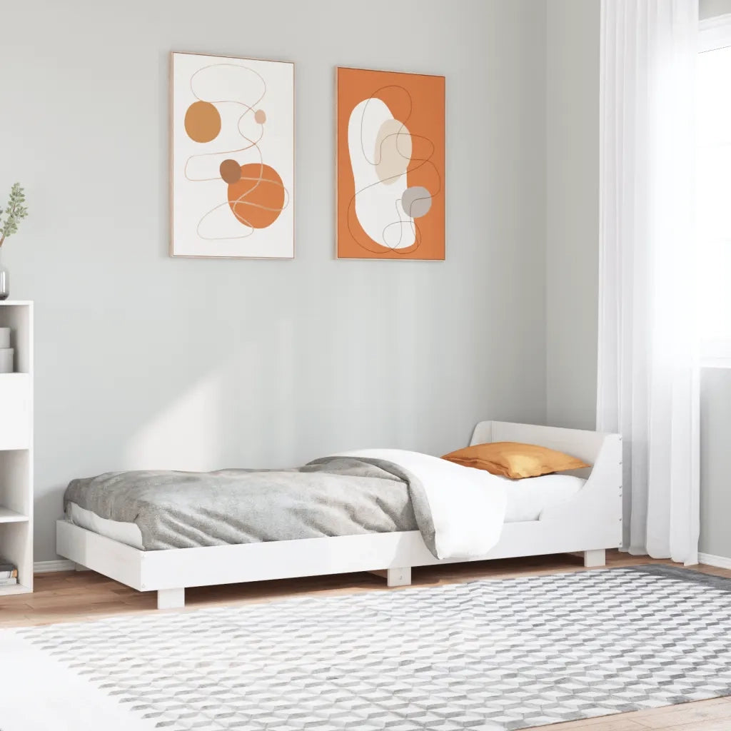 Giroletto senza Materasso Bianco 100x200 cm Legno Massello Pino