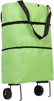 Carrello pieghevole - Borsa per spesa rotante - Trasporto spesa - Compatta e ripiegabile - 2 ruote - Verde