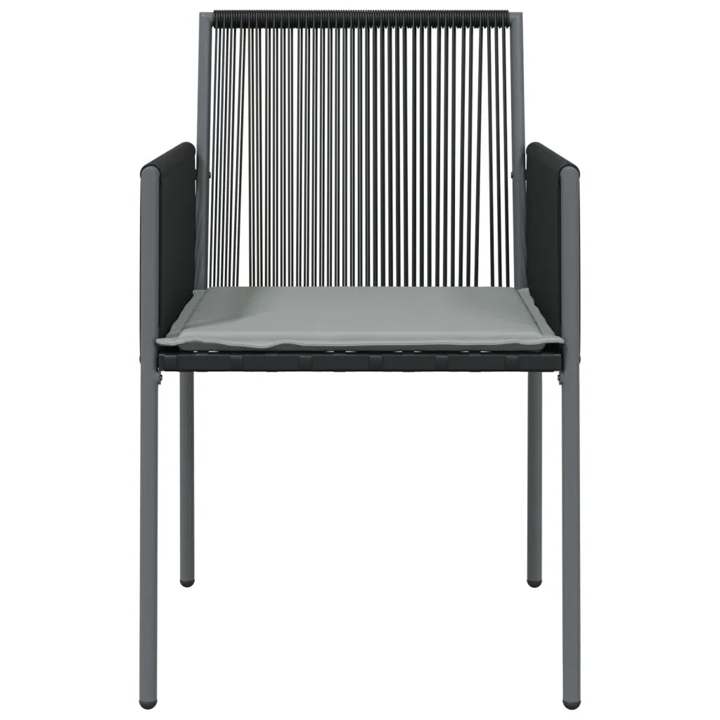 Sedie Giardino con Cuscini 4 pz Nere 54x60,5x83,5 cm Polyrattan 3187091