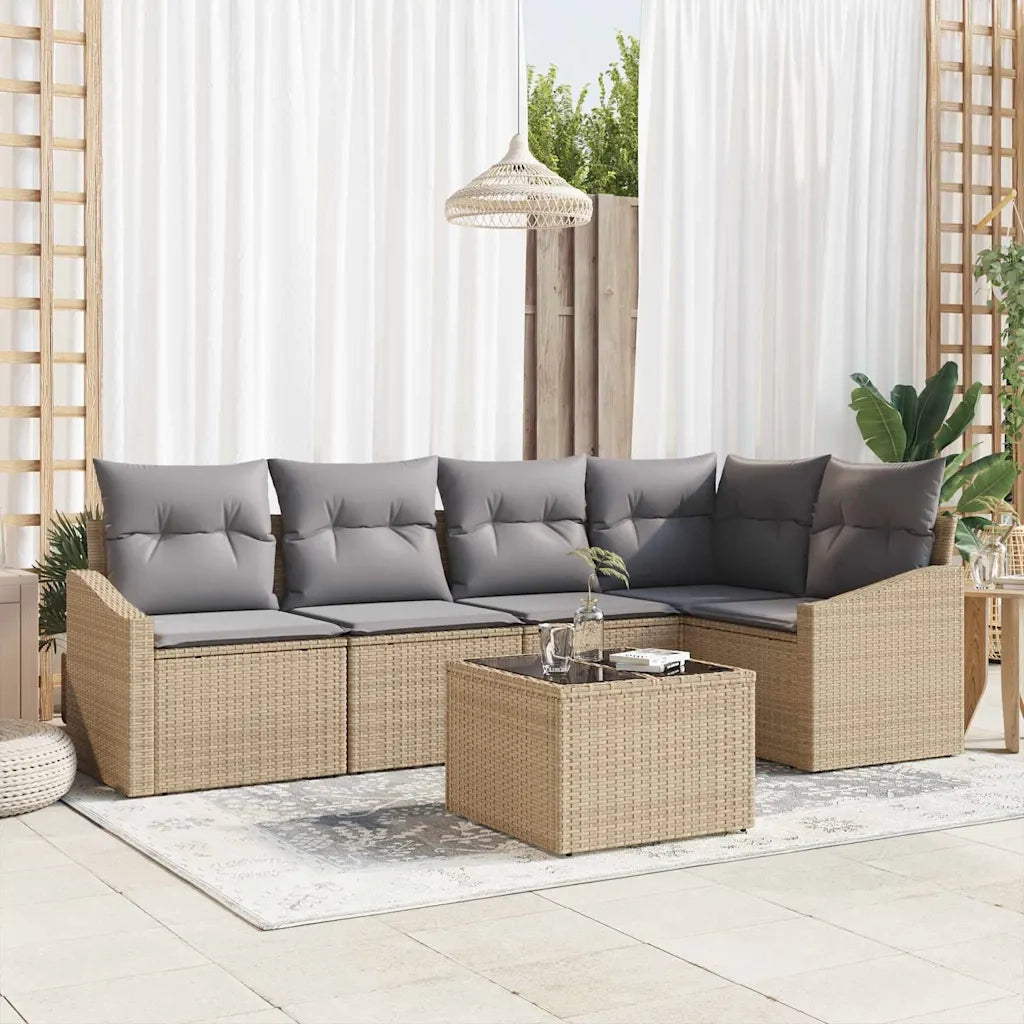 Set Divano da Giardino 6 pcs Beige e Grigio Chiaro polyrattan 3355399