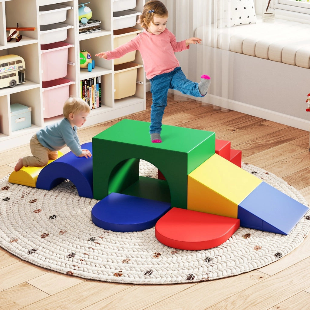 Palestra morbida in PU strutture leggere per bambini per arrampicarsi, Set di 7 blocchi da arrampicata in schiuma da 1 anno in su Colorato