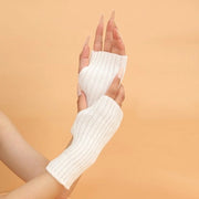 Guanti da braccio in maglia, guanti corti senza dita per donne per tempo freddo, auto e bicicletta, Bianchi