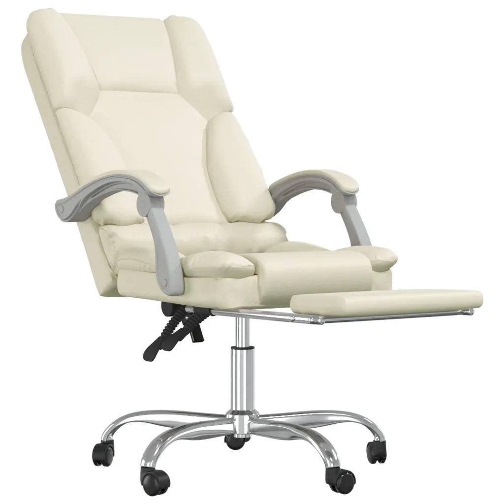 Poltrona da Ufficio Massaggiante Reclinabile Crema Similpelle cod mxl 17719